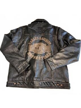 Harley Davidson Men's L Digger Button-Up Black Leather Riding Jacket 98036-19VM